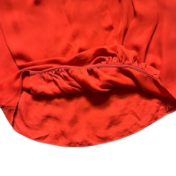 Parker Coral Red Drapped Front Sleeveless Blouse sz S - Picture 5 of 13